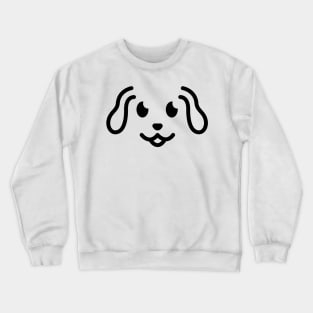 Woof! - Cute Dog Face Line Art - Black Crewneck Sweatshirt